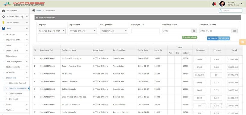 hrm-software salary increment